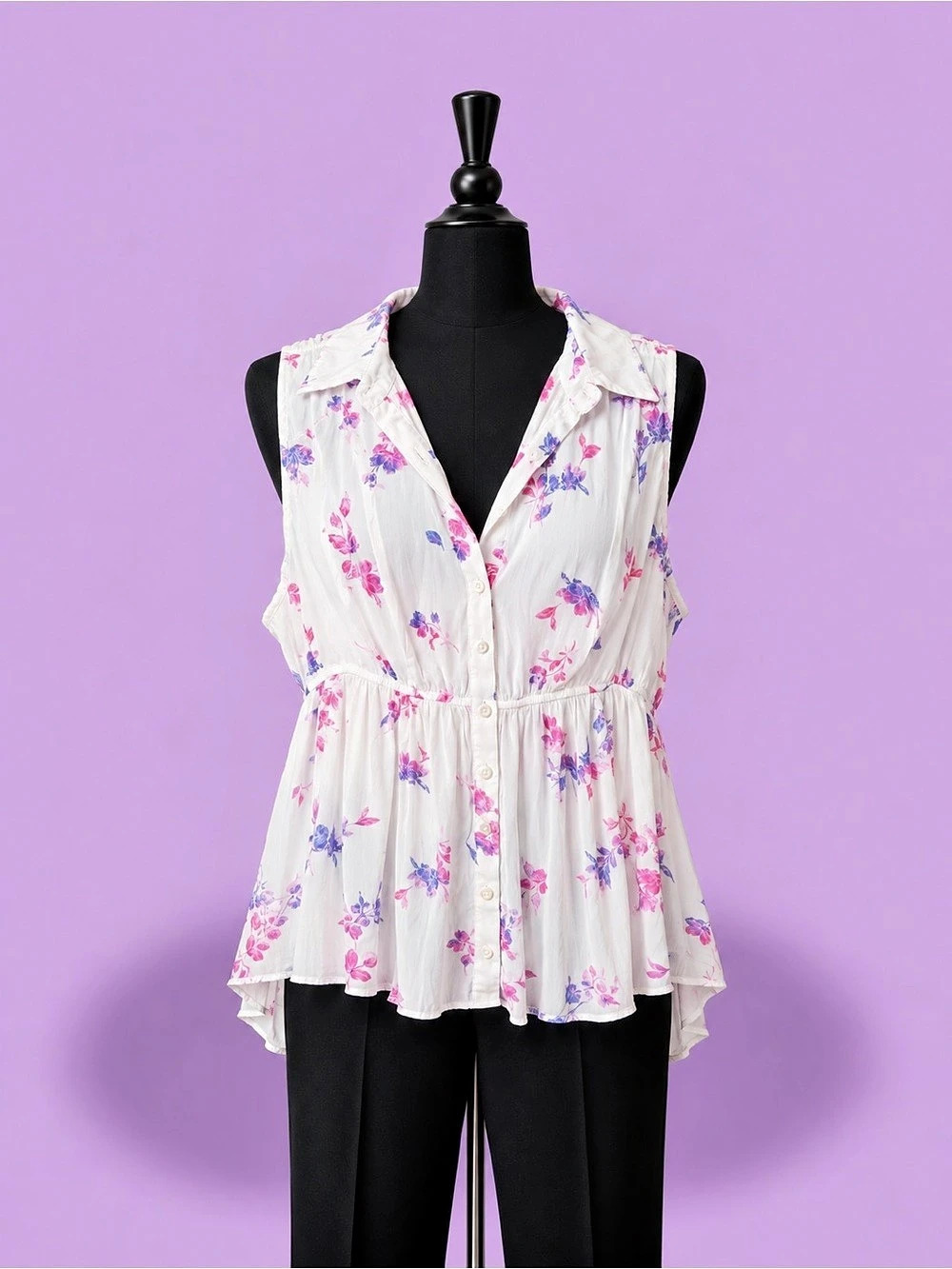 TORRID Floral Peplum Blouse in White & Pink